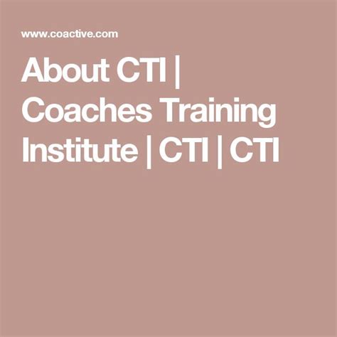 coaches training institute cti